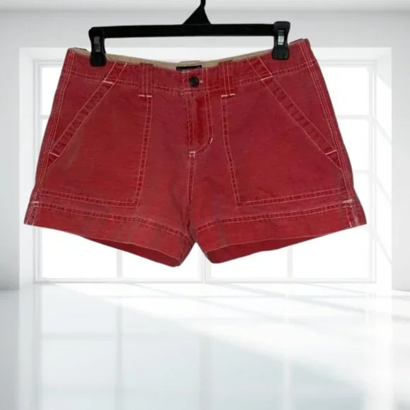 Periscope Red Fade Cotton Utility Shorts White Stitching Size 3 Y2K Aesthetic - Picture 2 of 10